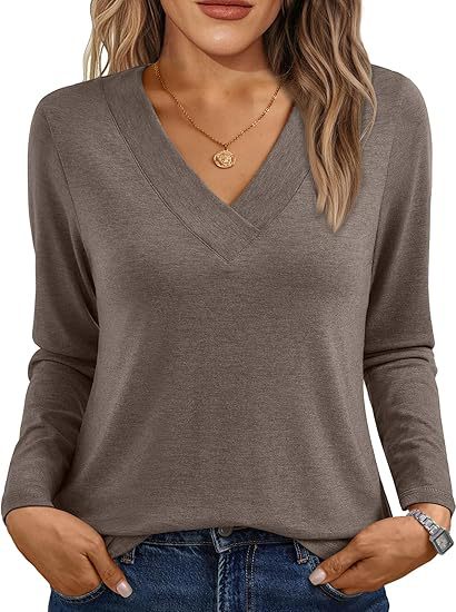 Amazon transfronterizo V-collar camisa de manga larga otoño / invierno 2025 nuevo comercio exterior ropa casual de mujer cintura camiseta de punto image 3