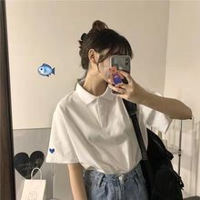 日系polo衫短袖女2024新款潮设计感小众白色T恤女学生韩版上衣夏