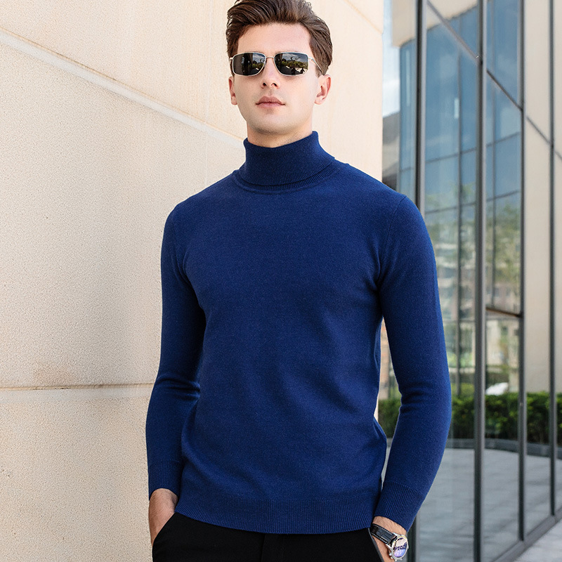 2025 Autumn and Winter Cross-Border Men's Turtleneck Knitwear Warm Close-Fitting Pullover Export Spot Youth Knitwear Trend