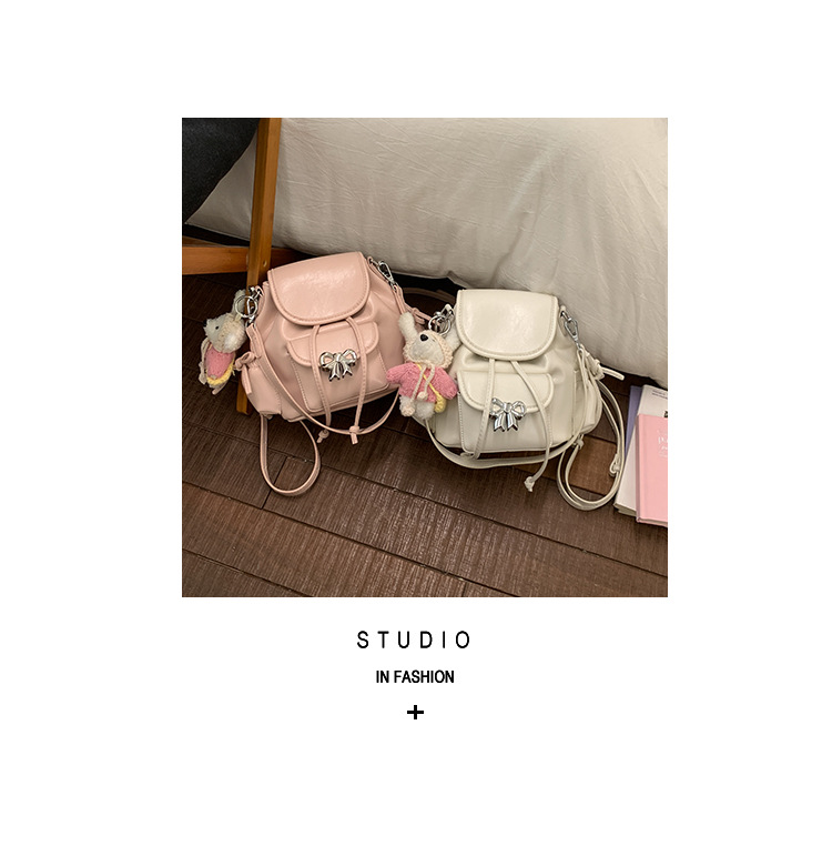 Versatile Women's Bow Backpack Crossbody Bag In Soft Pu Leather_voghion.com