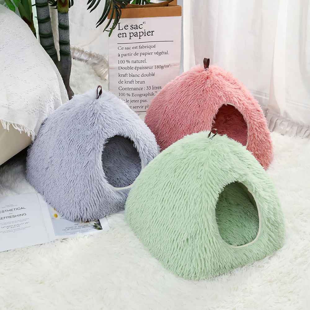Cálido algodón para dormir, tienda de campaña para gatos, perrera, casa para mascotas de invierno, nido para gatos, cálido en invierno, nido para gatos cerrado, sensación de seguridad