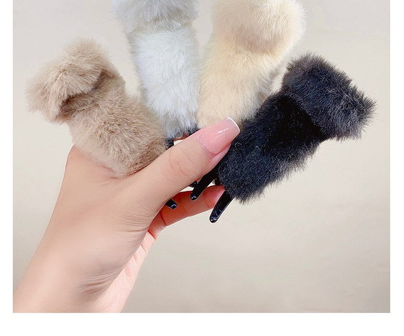 Fashion Solid Color Resin Plush Hair Claws 1 Piece2