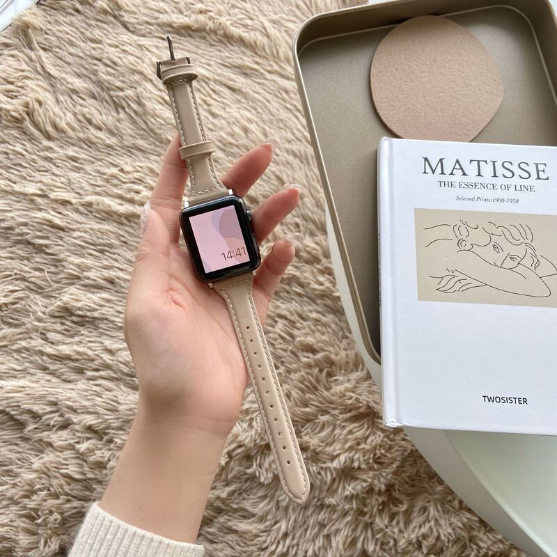 Suitable for iwatch8910 Strap Small Waist Apple Watch SE Simple Thin Women's applewatch Leather Strap Suitable for iwatch8910 Strap Small Waist Apple Watch SE Simple Thin Women's applewatch Leather Strap