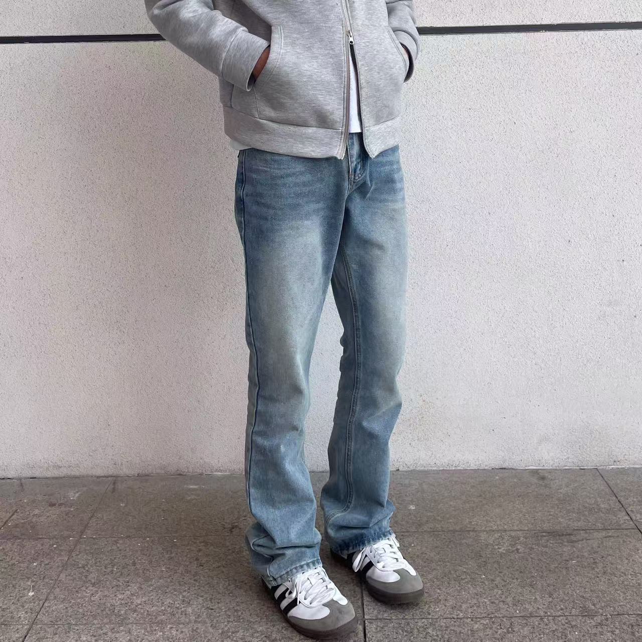 Cleanfit hielo azul vintage517 estilo jeans lavado en agua micro slimline jeans lavado en agua