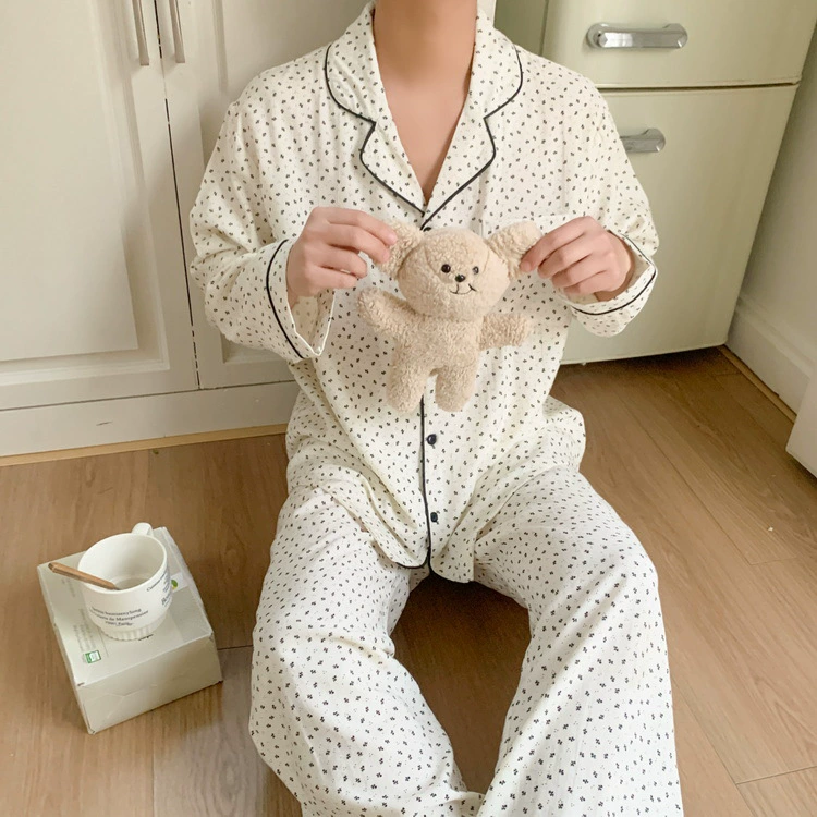 ВесенняяComfort пижама, с длинным рукавом, штаны, набор, для любимого, цветочный принт