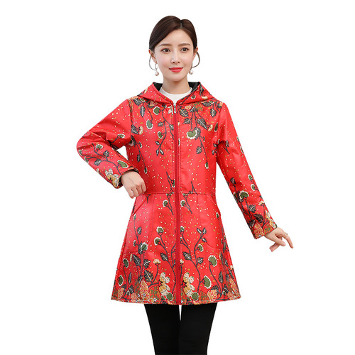 Winter and Autumn Overcoat Wholesale Adult Women Waterproof Oil-Proof Fashion Apron Long Sleeve Fleece Thick Great Coat Workwear