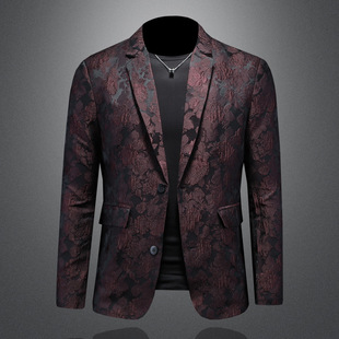 2025 New Fashion Men's Casual Suit Slim-fit Printed Suit plus size Single West Jacket X6726