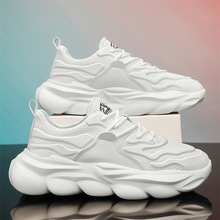 2024男鞋春季新款透气网面运动鞋轻便老爹鞋厚底休闲潮鞋小白鞋