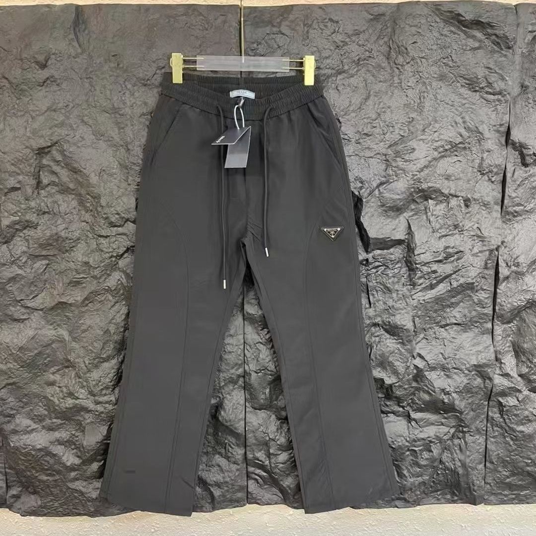 Prada Triangle Logo Quick-Dry Flared Pants Black