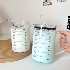 T9J5批發八杯水時間刻度高硼硅玻璃耐高溫大容量1000ml夏天喝水杯