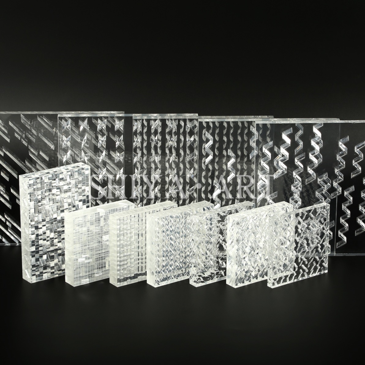 透明亚克力条纹雕刻板石头纹星光纹屏风隔断装饰板