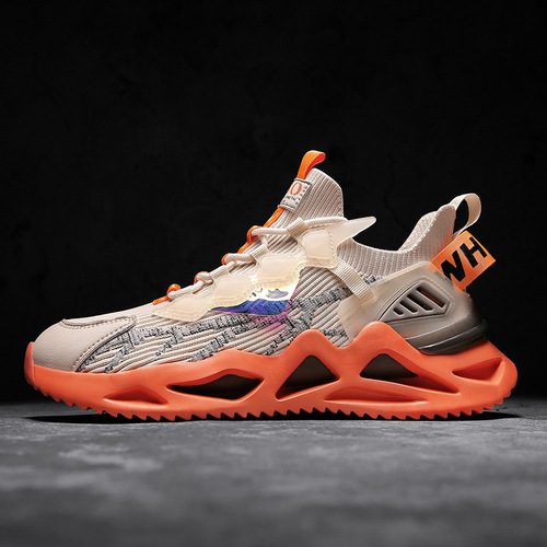 Cross-border plus-size men's shoes  spring new men's casual shoes breathable running shoes with sock mouth trendy men's shoes