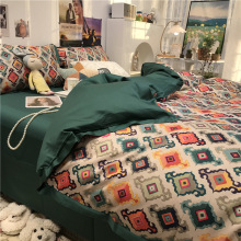 欧美式丝滑60s长绒棉床上四件套纯棉被套1.5m1.8米床单简约c^