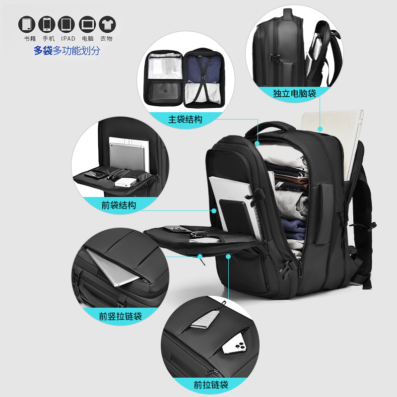 Mochila para hombre de gran capacidad, mochila de viaje para ir al trabajo, con separación de compartimentos secos y húmedos, mochila para hombre para viajes de negocios.