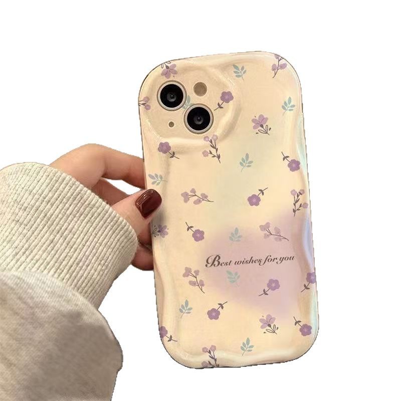Purple Flower Love Adecuado para iPhone 16pro funda para teléfono móvil Apple 15 anti-caída 14 Japón y Corea del Sur 13promax nuevo 12x