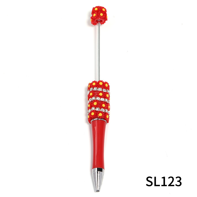 Bolígrafo de cuentas de bricolaje de la industria pesada Bolígrafo de cuentas de resina multicolor Bolígrafo de cuentas de cadena de garra Bolígrafo giratorio de plástico al por mayor
