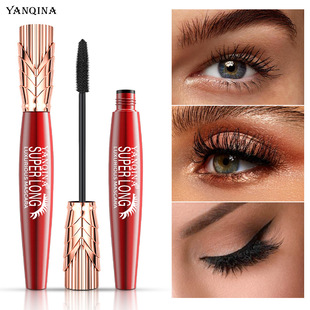Yanqina Crown Head 4D Mascara Waterproof, Sweatproof, Thick, Curly, No Clumping, No Smudge, Southeast Asian Makeup