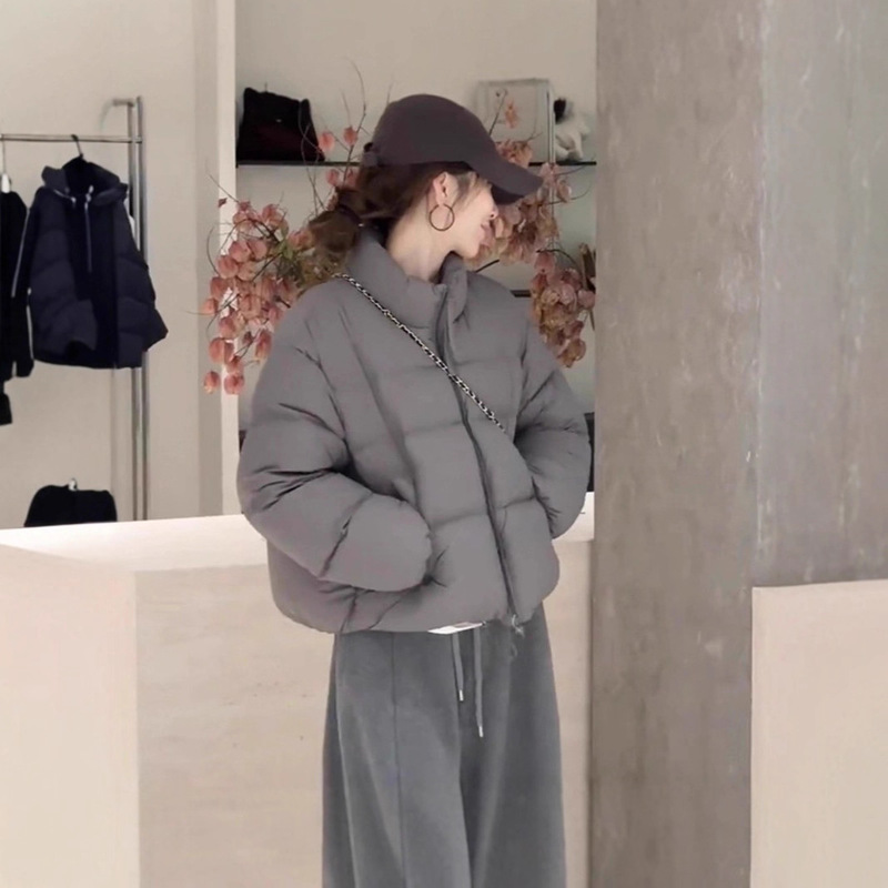 Short Stand Collar White Duck down Jacket for Women 2025 Winter New Style Small and Good-Looking Bread Jacket Top