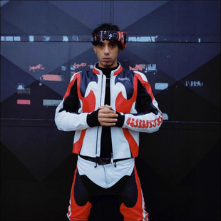 Wang Hedi with Tyga Fulu Longfei Korean Ceremony Retro Motorcycle Leather Pu Jacket Same Style for Men and Women