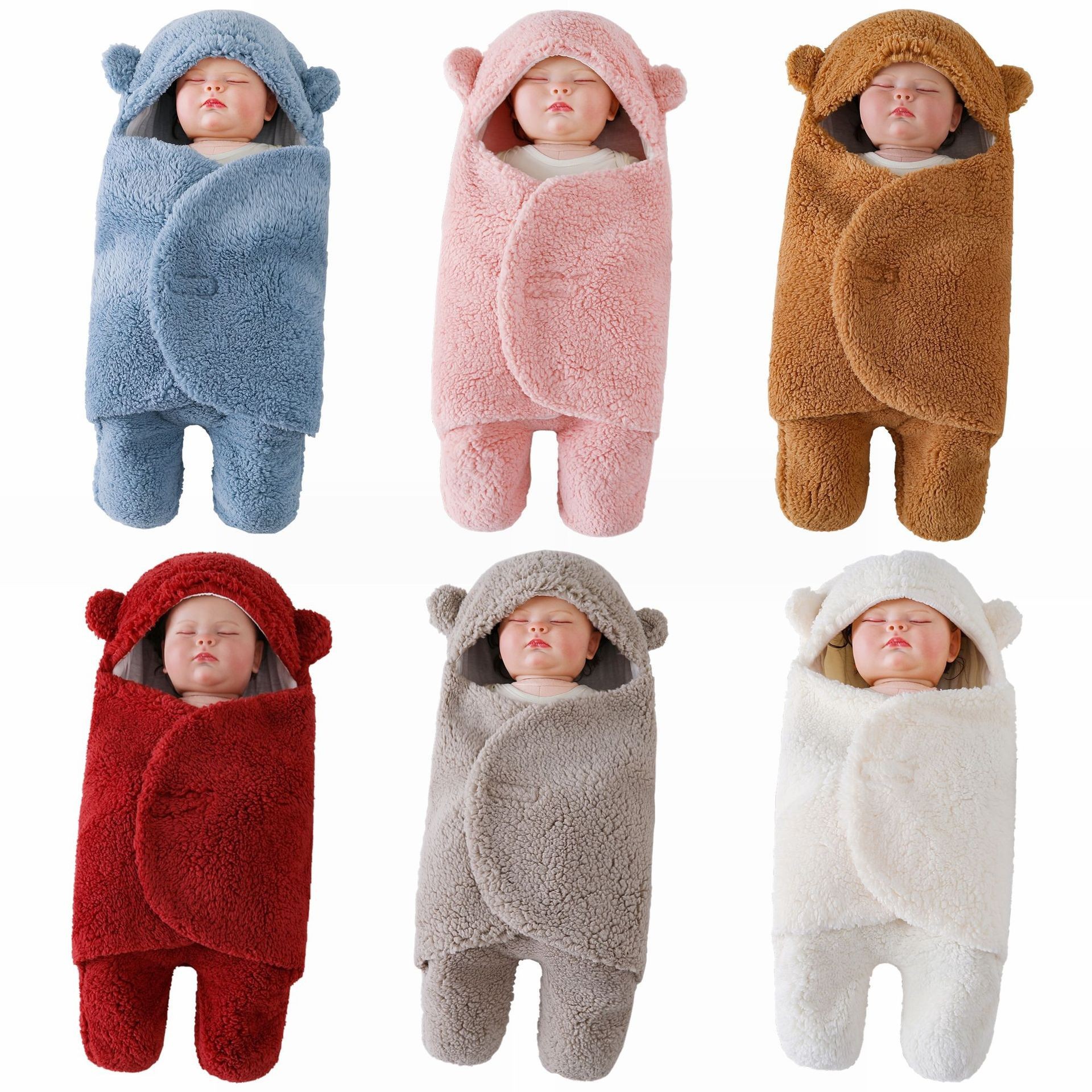 Baby Blanket Autumn and Winter Thickeneded Lamb Plush Sleeping Bag Newborn Baby Blanket Anti-Kick Quilt Swaddle Anti-Jump