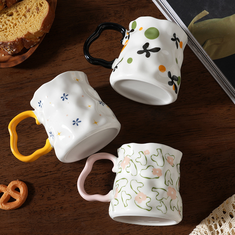 創意陶磁器マグカップ女性高颜値家庭用コーヒーカップ高級精緻牛乳カップ朝食カップ|undefined