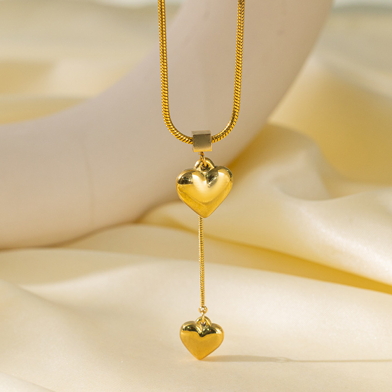 8g Weight PVD Coated Gold Plating Process 18K Real Gold Plated Plating Material 304 Stainless Steel Pendant Material Layered Necklaces, Pendant Necklace Classification 304 Stainless Steel Chain Material Paperclip Chain, cable chain, Twisted Rope Chain Chain Type 1 Piece Quantity Casual, Daily, Date Occasion 304 Stainless Steel Material Heart Shape Pattern Women's Gender Sweet, IG Style Style Plating Craft Heart Shape Titanium Steel Sweet IG Style Layered Necklaces Pendant Necklace 25