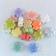 四叶草陶瓷珠小花瓣DIY手链项链耳环散珠串珠四瓣花义乌饰品配件