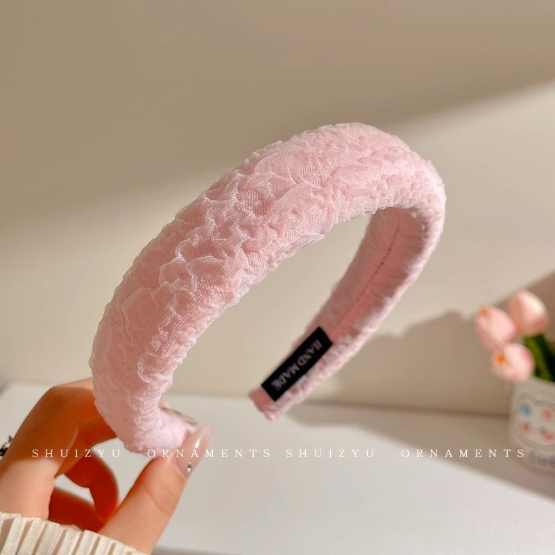 Diadema rosa para niñas 2025, nuevo accesorio para el cabello, diadema ancha para lavarse la cara, diadema de corona alta, accesorio para el cabello de celebridad de internet.