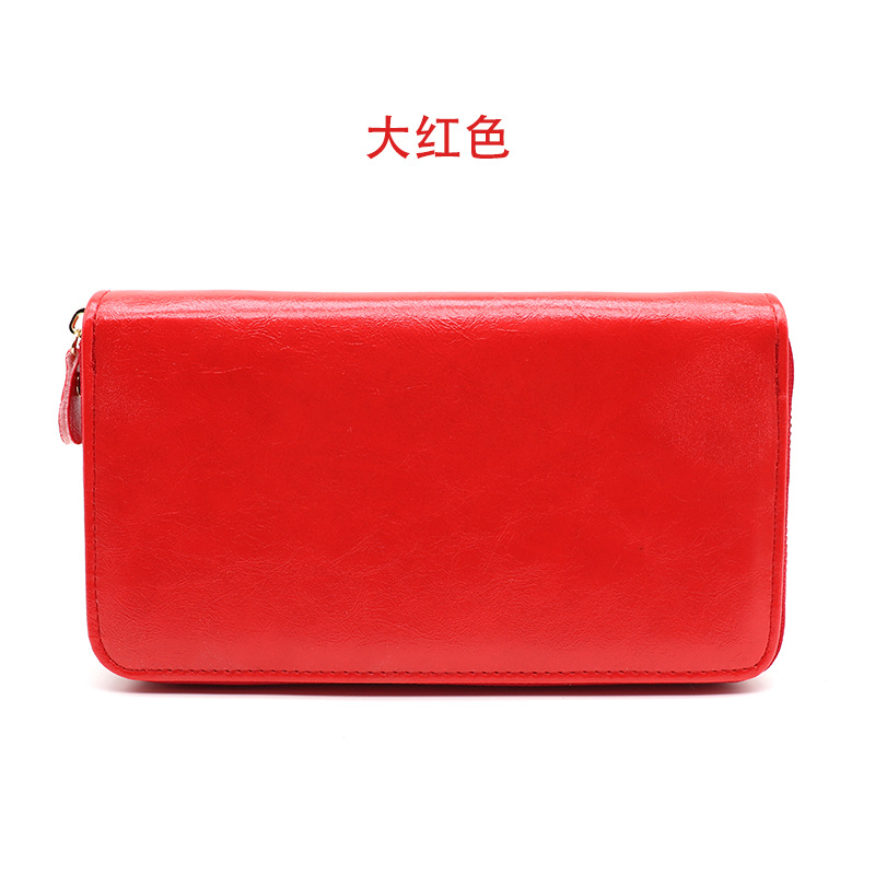 Nuevo monedero de cremallera única para hombres multifuncional retro gran capacidad bolsa de teléfono móvil bolsa tarjeta de órgano bolsa de cera de piel bolsa de mano mujer