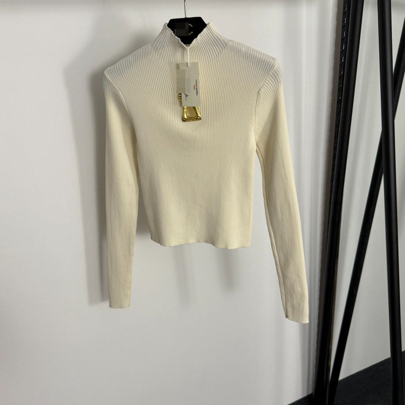 2025 Autumn and Winter Nanyou Classy New Golden Keychain Decorated Half Turtleneck Slim Long-Sleeved Knitwear Top