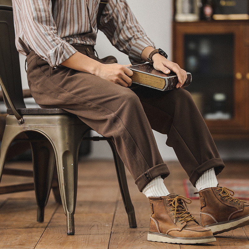 Mens Vintage Work Pants Workpants High Waist Trousers Straight Leg