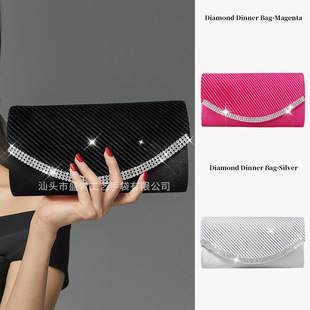 Cross-Border E-Commerce New Spot Accessible Luxury Dinner Bag Clutch Fashion Mesh Diamond Ladies Clutch Bag Diamond Evening Bag