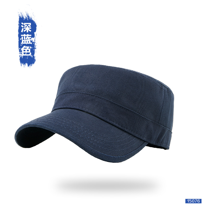 無地の純綿フラットトップハット、メンズ、大きいサイズ、韓国風ミリタリーハット、中高年向け多用途帽子、おしゃれなアウトドア日よけ帽子