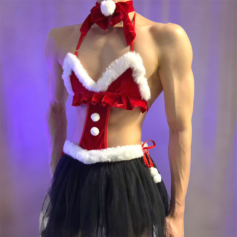 Lobe Sexy Lingerie Christmas Outfit Collection Party Wear Sexy Christmas Costume Cosplay Jumpsuit Set for Men