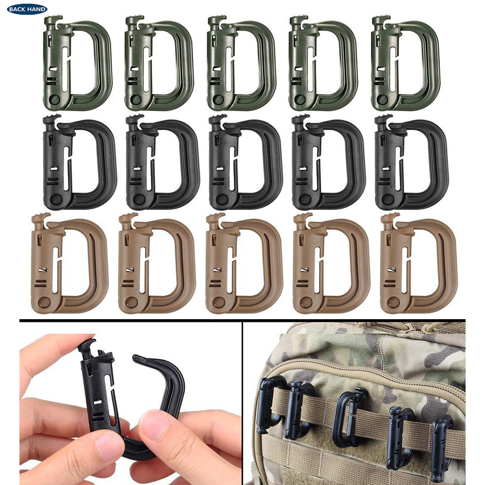 5PCs wholesale D-ring hanging buckle carabiner keychain equipment with lock buckle high strength lightweight
