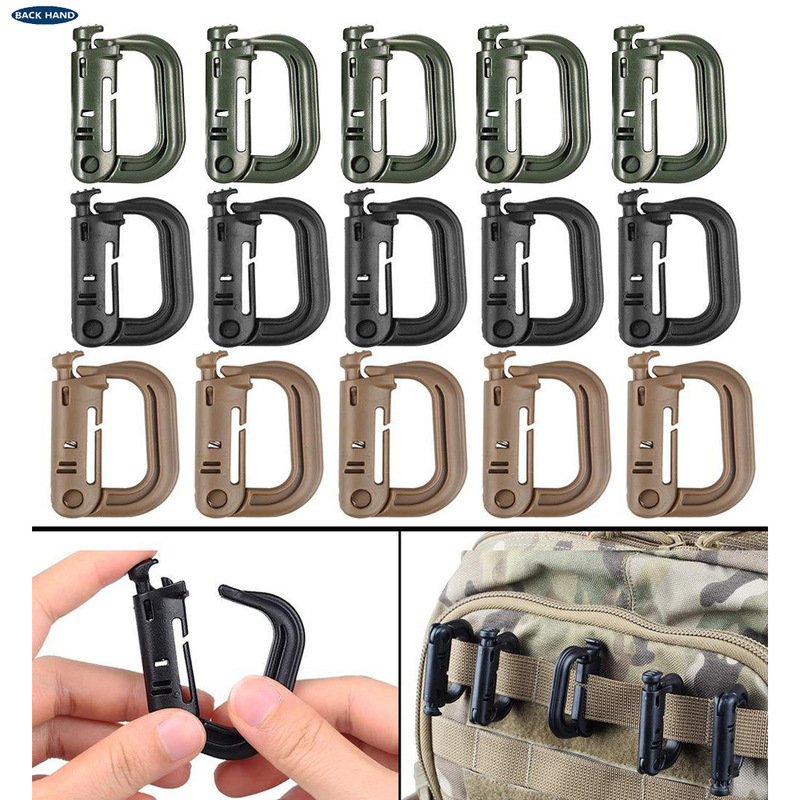 5PCs wholesale D-ring hanging buckle carabiner keychain equipment with lock buckle high strength lightweight