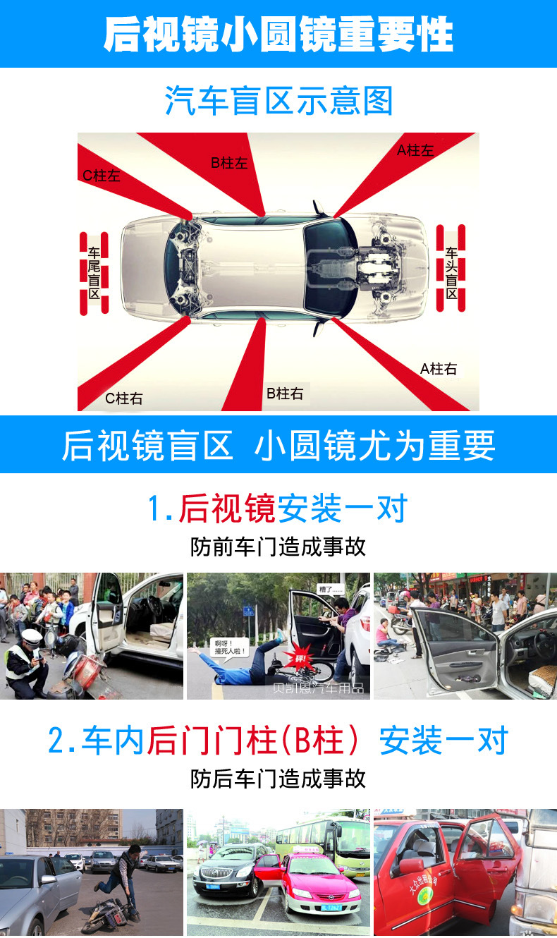 Rearview Mirror Small Round Mirror Reversing Mirror Car 360 Degree Adjustable
