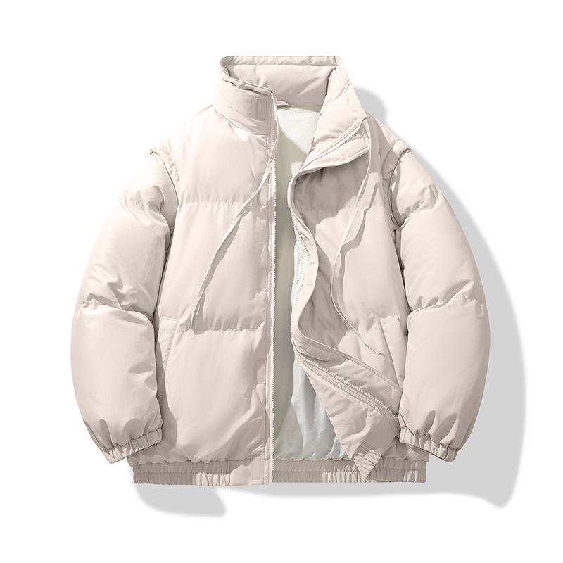 Conjunto de roupas térmicas unissex americanas, com acolchoamento de algodão, mangas duplas, colete removível e tamanho grande para estudantes._voghion.com