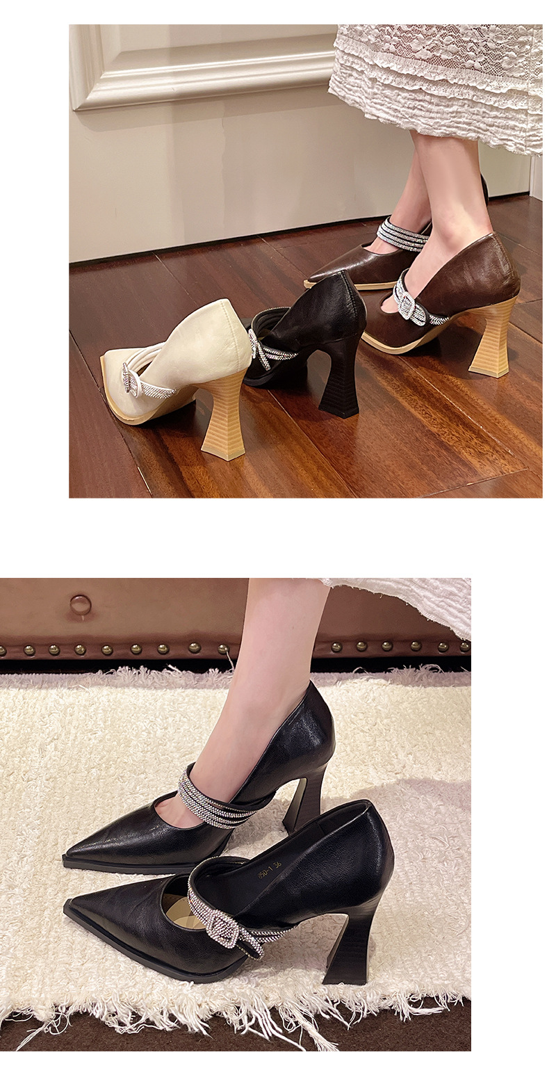 Vintage Mary Jane Shoes For Women With Rhinestones Chunky Heel_voghion.com