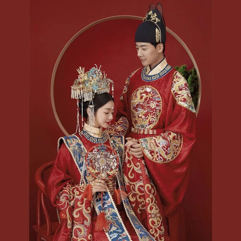Han clothing Xiuhe clothing phoenix crown Xiuming wedding dress wedding dress high-end bridal toast dress Chinese couple wedding dress
