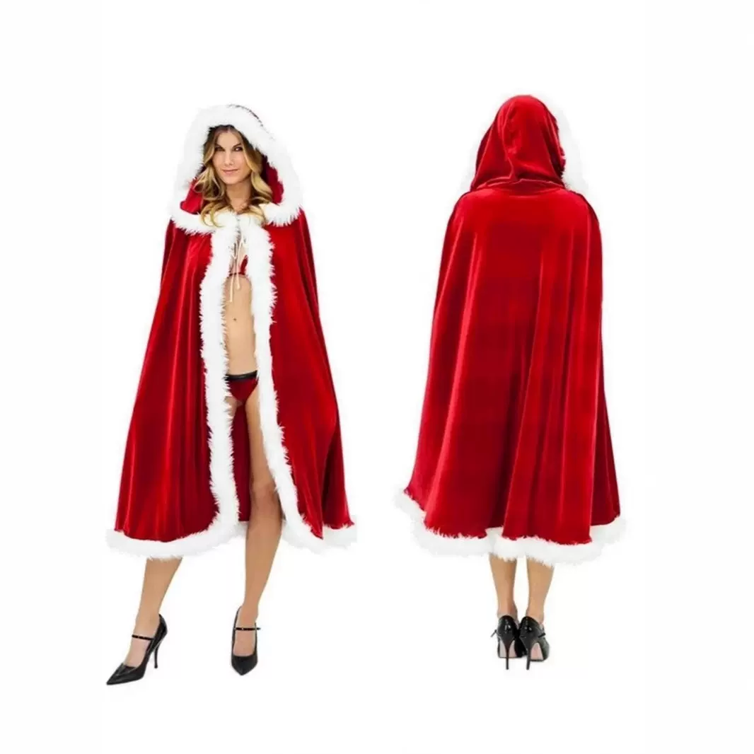 亚马逊圣诞节服装成人圣诞披风斗篷小红帽圣诞披风派对舞台演出服