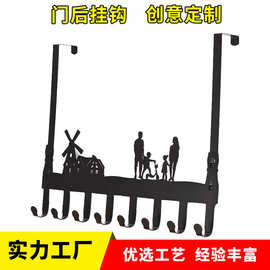 工厂现货可爱多功能挂架加厚铁艺强力挂钩免打孔免安装门后置物架