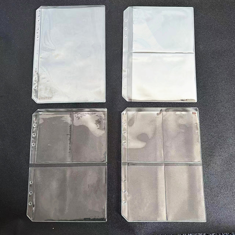 A5A6 Loose-Leaf Pvc Thickened Transparent Storage Bag with 6 Holes, Two Compartments for Bills, Card Holder, Cash, and Hundred-Yuan Banknote Money Card Bag