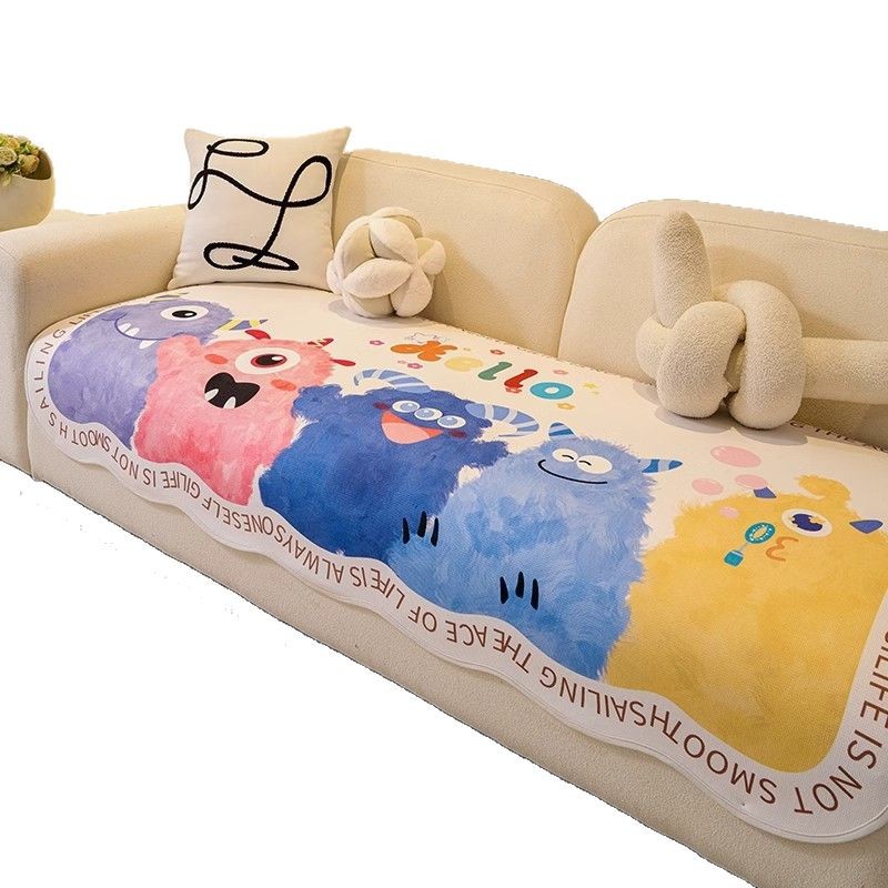 2025 nuevo sofá de dibujos animados cojín de sofá irregular toallas de tela de cuatro estaciones cojín antideslizante general de Schnell