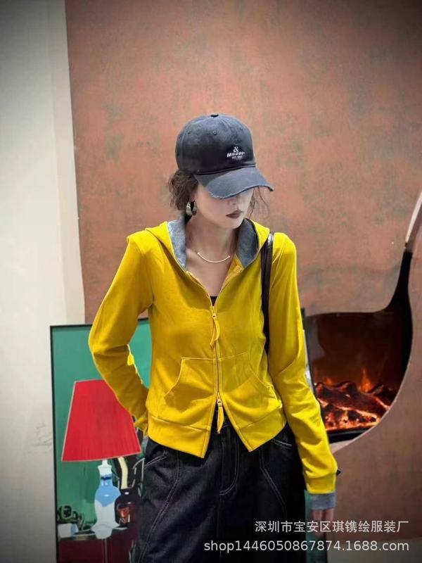 琪镌绘制连帽拉链长袖开衫卫衣女装秋季新款休闲修身显瘦短款外套|undefined