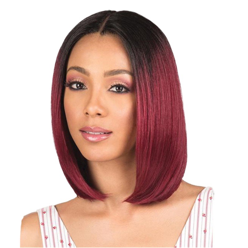 Amazon new cross-border wig Black Gradient red split bobo Bob Head full headgear manufacturers wholesale
