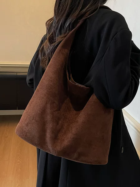 Autumn and Winter New Suede Bag Casual Retro Fashion Shoulder Bag Women's Large Capacity High-End Commuter Tote Bag Women