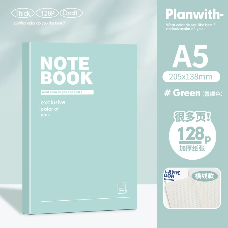 Notebook for Elementary Students, 128 Pages, A5/B5 Options, Thick Paper, Pastel Covers