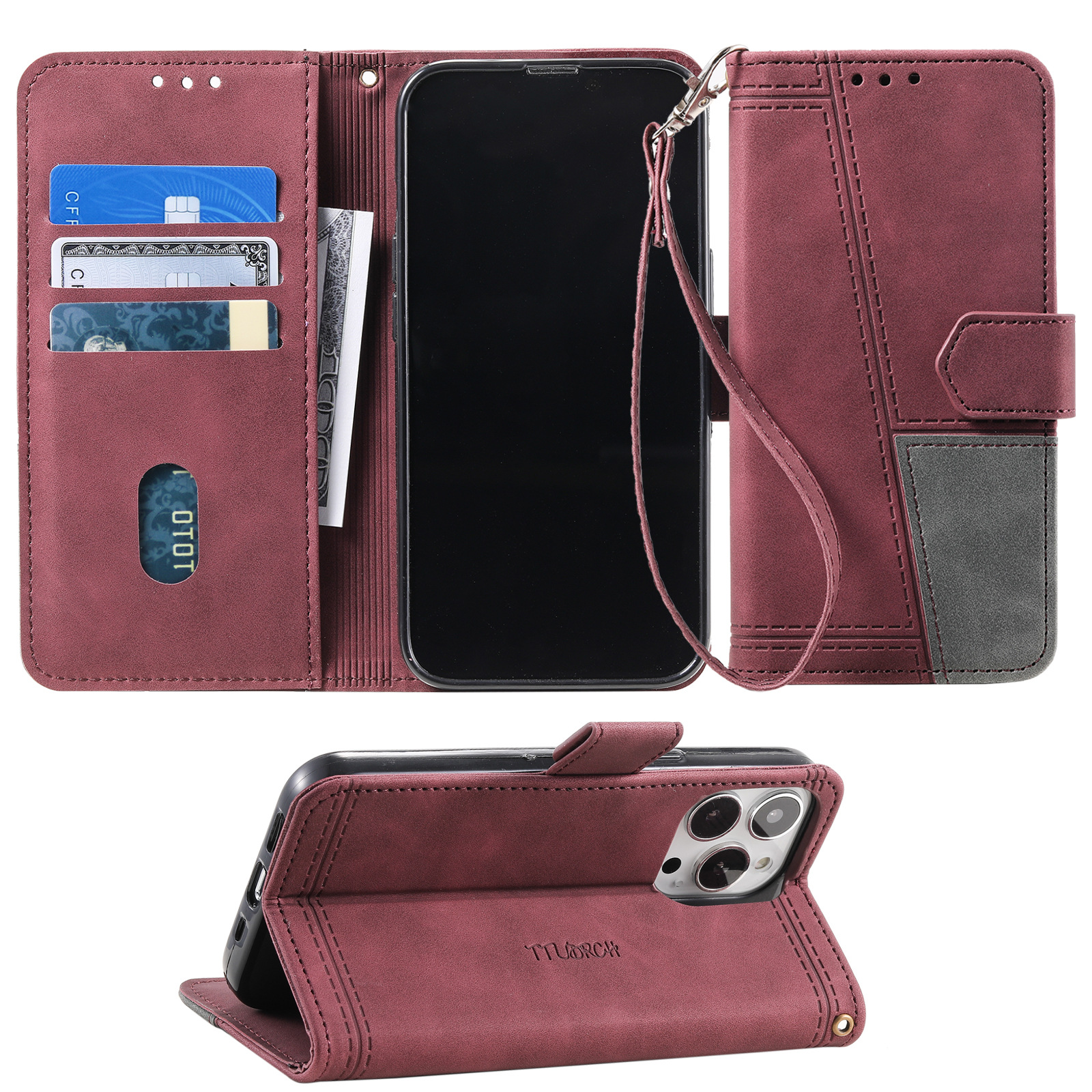 Phone Wallet Case For Iphone And Samsung With Card Holder Stand_voghion.com
