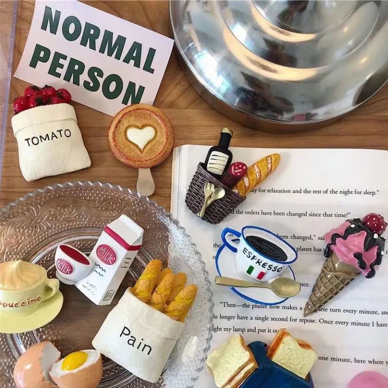 Resin Craft Refrigerator Magnet Stereo Creative Magnetic Sticker Simulated Food Bread Message Sticker Magnet